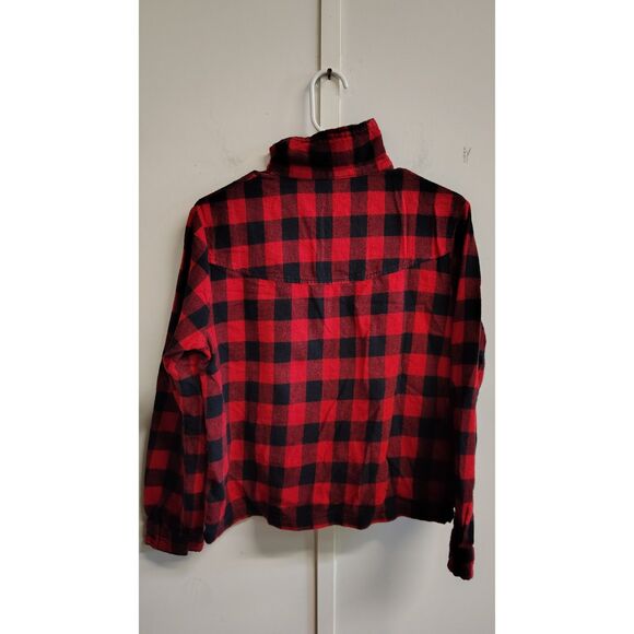 KEREN hart Women's Medium1/4 Zip Red and Black Plaid Long Sleeve Pull-Over - Picture 2 of 6